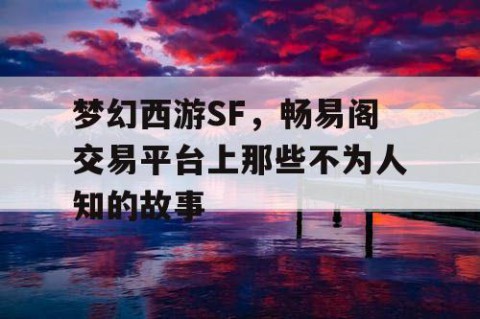梦幻西游SF，畅易阁交易平台上那些不为人知的故事