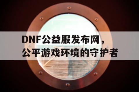 DNF公益服发布网，公平游戏环境的守护者