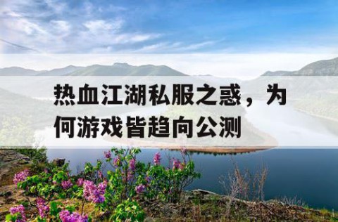 热血江湖私服之惑，为何游戏皆趋向公测