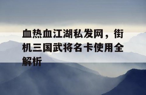 血热血江湖私发网，街机三国武将名卡使用全解析