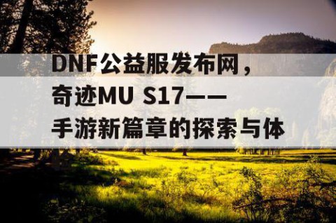 DNF公益服发布网，奇迹MU S17——手游新篇章的探索与体验
