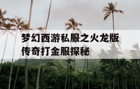 梦幻西游私服之火龙版传奇打金服探秘