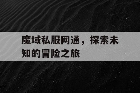 魔域私服网通，探索未知的冒险之旅