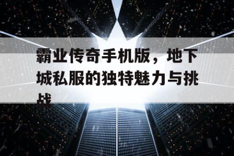 霸业传奇手机版，地下城私服的独特魅力与挑战