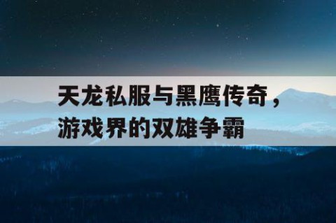 天龙私服与黑鹰传奇，游戏界的双雄争霸