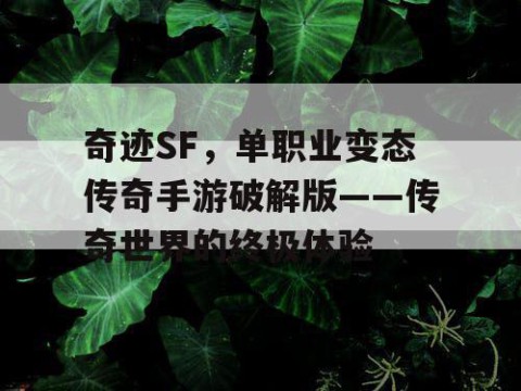 奇迹SF，单职业变态传奇手游破解版——传奇世界的终极体验