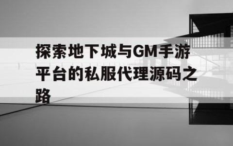 探索地下城与GM手游平台的私服代理源码之路