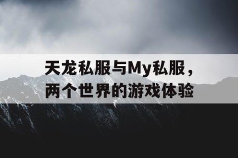 天龙私服与My私服，两个世界的游戏体验