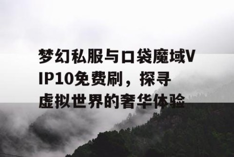梦幻私服与口袋魔域VIP10免费刷，探寻虚拟世界的奢华体验