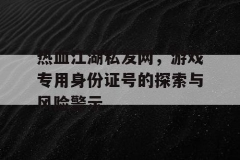 热血江湖私发网，游戏专用身份证号的探索与风险警示