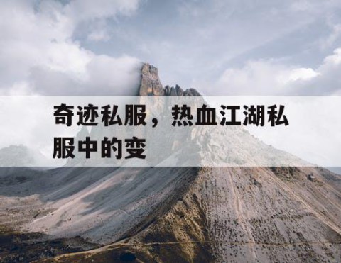 奇迹私服，热血江湖私服中的变