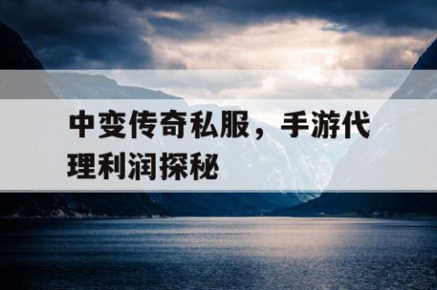 中变传奇私服，手游代理利润探秘