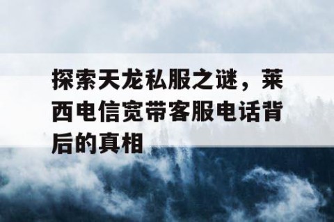 探索天龙私服之谜，莱西电信宽带客服电话背后的真相