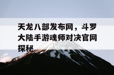 天龙八部发布网，斗罗大陆手游魂师对决官网探秘