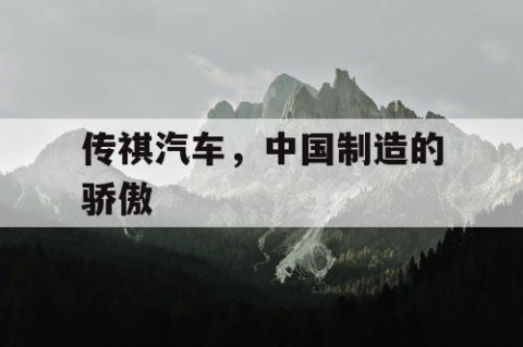 传祺汽车，中国制造的骄傲