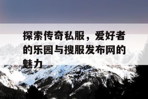 探索传奇私服，爱好者的乐园与搜服发布网的魅力