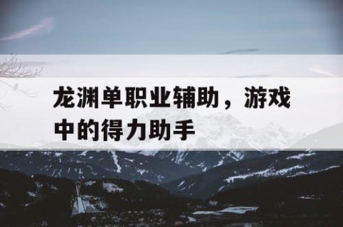 龙渊单职业辅助，游戏中的得力助手
