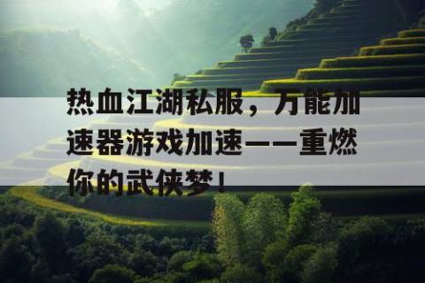 热血江湖私服，万能加速器游戏加速——重燃你的武侠梦！