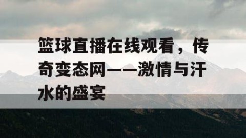 篮球直播在线观看，传奇变态网——激情与汗水的盛宴