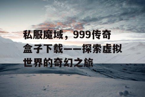 私服魔域，999传奇盒子下载——探索虚拟世界的奇幻之旅
