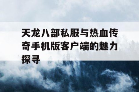 天龙八部私服与热血传奇手机版客户端的魅力探寻