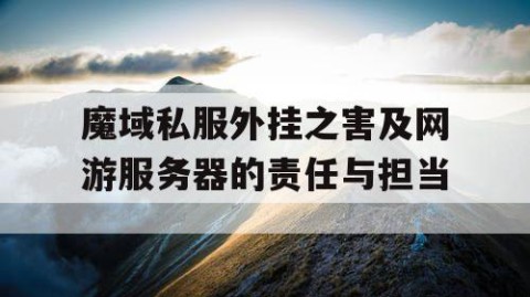魔域私服外挂之害及网游服务器的责任与担当