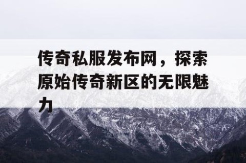 传奇私服发布网，探索原始传奇新区的无限魅力