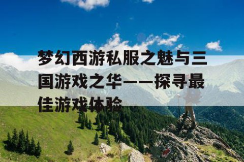 梦幻西游私服之魅与三国游戏之华——探寻最佳游戏体验