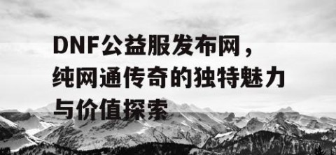 DNF公益服发布网,纯网通传奇的独特魅力与价值探索