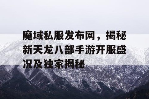 魔域私服发布网，揭秘新天龙八部手游开服盛况及独家揭秘
