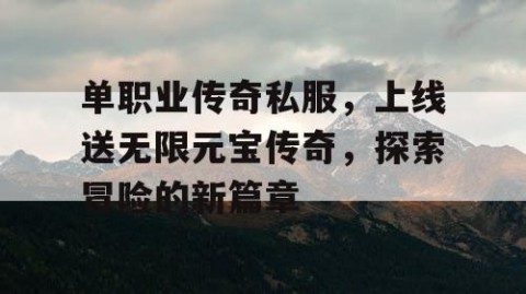 单职业传奇私服，上线送无限元宝传奇，探索冒险的新篇章