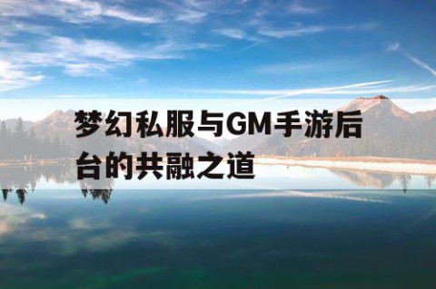 梦幻私服与GM手游后台的共融之道