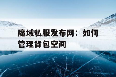 魔域私服发布网：如何管理背包空间