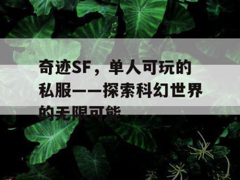 奇迹SF，单人可玩的私服——探索科幻世界的无限可能