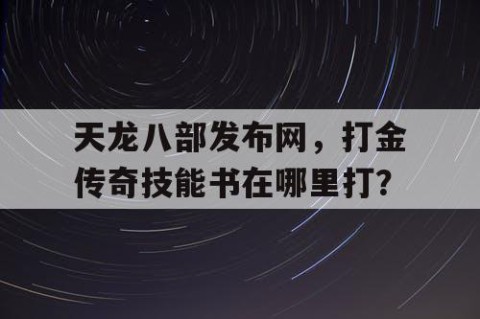 天龙八部发布网，打金传奇技能书在哪里打？