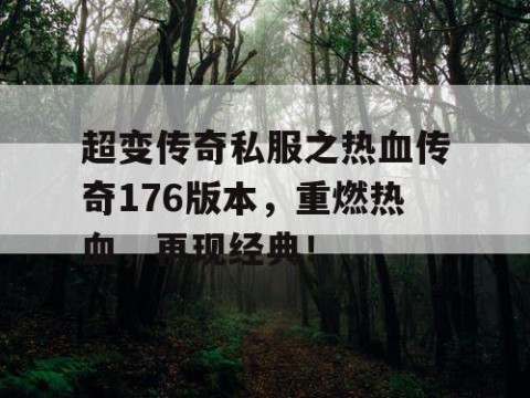 超变传奇私服之热血传奇176版本，重燃热血，再现经典！