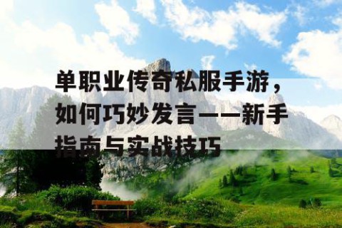 单职业传奇私服手游，如何巧妙发言——新手指南与实战技巧