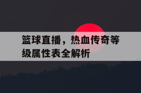 篮球直播，热血传奇等级属性表全解析