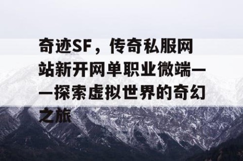 奇迹SF，传奇私服网站新开网单职业微端——探索虚拟世界的奇幻之旅