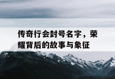传奇行会封号名字，荣耀背后的故事与象征