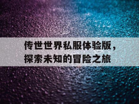 传世世界私服体验版，探索未知的冒险之旅