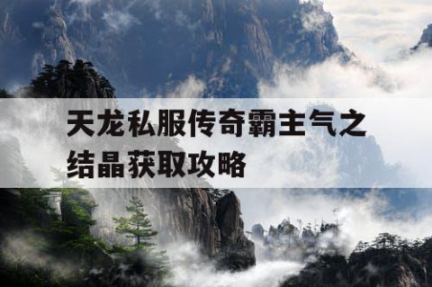 天龙私服传奇霸主气之结晶获取攻略