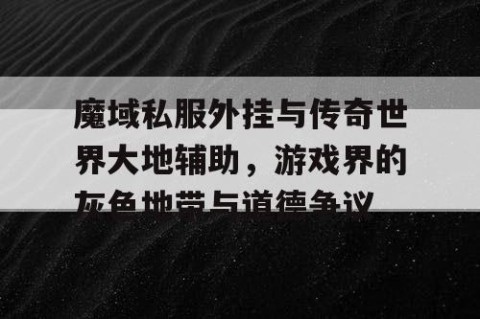 魔域私服外挂与传奇世界大地辅助，游戏界的灰色地带与道德争议