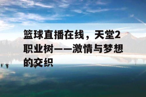 篮球直播在线，天堂2职业树——激情与梦想的交织