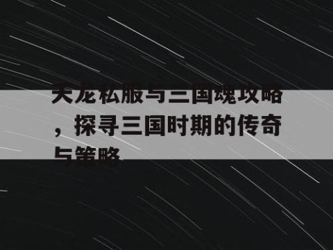 天龙私服与三国魂攻略，探寻三国时期的传奇与策略