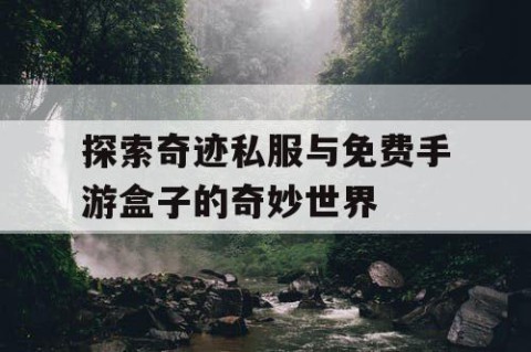 探索奇迹私服与免费手游盒子的奇妙世界