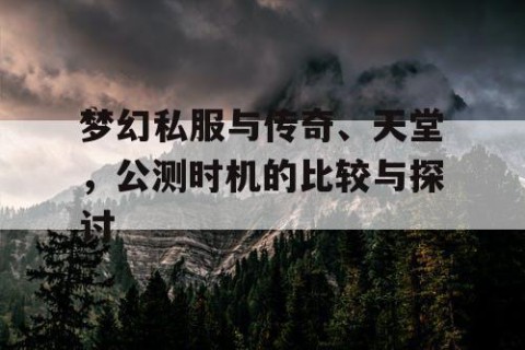 梦幻私服与传奇、天堂，公测时机的比较与探讨