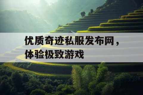 优质奇迹私服发布网，体验极致游戏