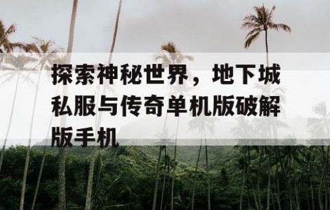 探索神秘世界，地下城私服与传奇单机版破解版手机