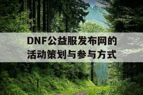 DNF公益服发布网的活动策划与参与方式